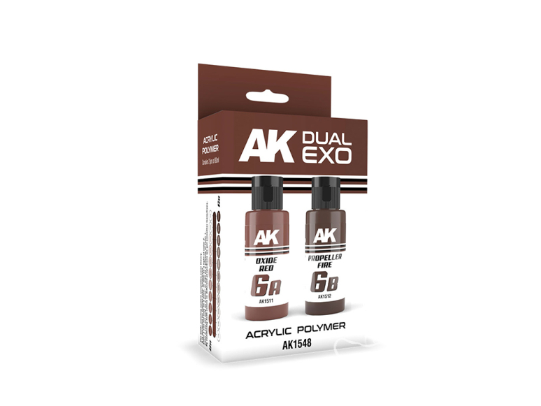 Ak interactive peinture AK1548 DUAL EXO SET 6 6A ROUGE OXYDE ET 6B FEU D'HÉLICE 2x60ml.