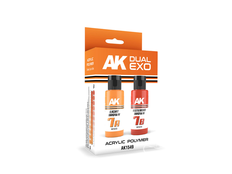 Ak interactive peinture AK1549 DUAL EXO SET 7 7A BRUN CLAIR ET 7B BRUN ATÉROÏDE 2x60ml.