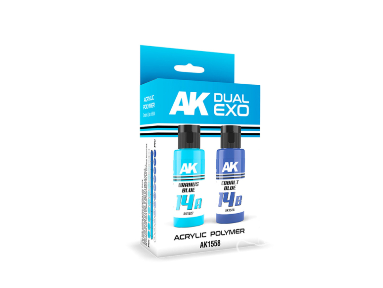 Ak interactive peinture AK1558 DUAL EXO SET 14 14A BLEU URANUS & 14B BLEU COBALT 2x60ml.