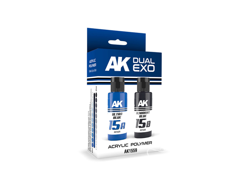 Ak interactive peinture AK1559 DUAL EXO SET 15 15A ULTRA BLEU ET 15B BLEU ALMIRANT 2x60ml.