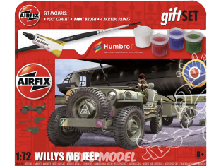 Airfix maquette militaire A55117A Small Starter Set Willys MB Jeep avec remorque et canon 1/72