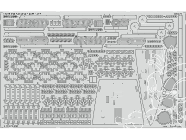 Eduard photodecoupe bateau 53289 Amélioration USS Alaska CB-1 Partie 1 Hobby Boss 1/350