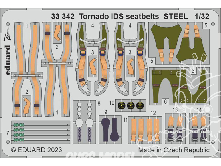Eduard photodécoupe avion 33342 Harnais métal Tornado IDS Italeri 1/32