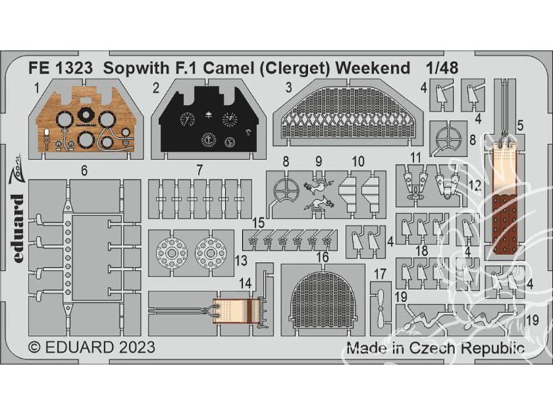 EDUARD photodecoupe avion FE1323 Zoom amélioration Sopwith F.1 Camel (Clerget) WeekEnd Eduard 1/48