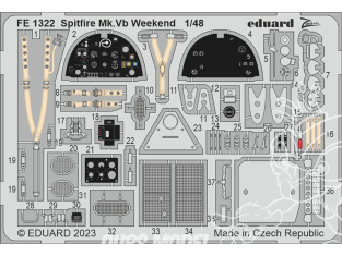EDUARD photodecoupe avion FE1322 Zoom amélioration Spitfire Mk.Vb WeekEnd Eduard 1/48