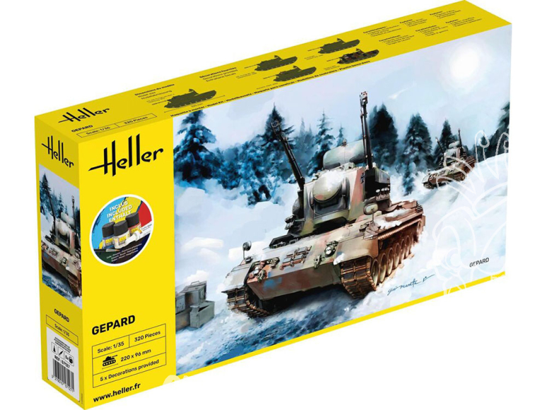 Heller maquette militaire 57127 STARTER KIT Flakpanzer Gepard inclus peintures principale colle et pinceau 1/35