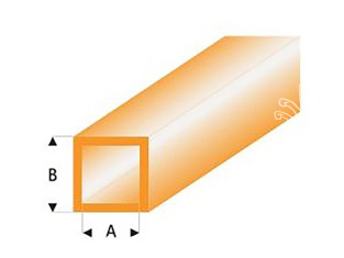 maquett 433-55/3 1 1 Tube carré styrène transparent Orange 3x4mm 330mm de long