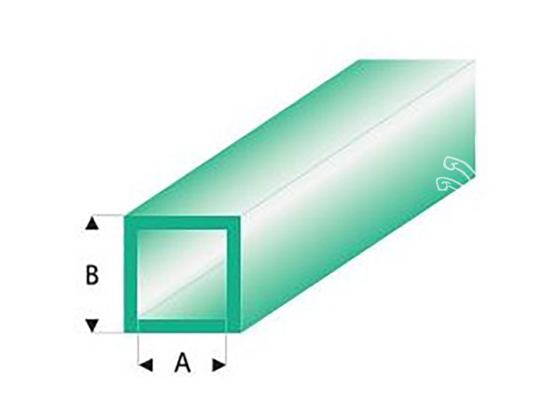 maquett 436-55/3 1 1 Tube carré styrène transparent Vert 3x4mm 330mm de long