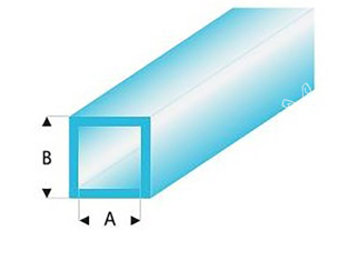 maquett 437-57/3 1 1 Tube carré styrène transparent Bleu 4x5mm 330mm de long