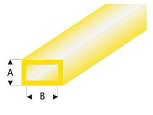 maquett 440-53/3 1 1 Tube rectangle styrène transparent Jaune 2x4mm 330mm de long