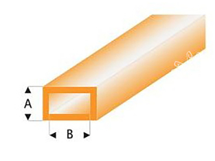 maquett 441-55/3 1 1 Tube rectangle styrène transparent Orange 3x6mm 330mm de long