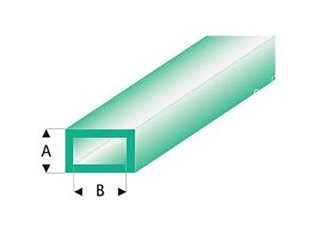 maquett 444-53/3 1 1 Tube rectangle styrène transparent Vert 2x4mm 330mm de long