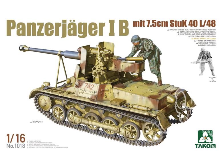 Takom maquette militaire 1018 Panzerjager I B avec 7.5cm StuK 40 L/48 1/16