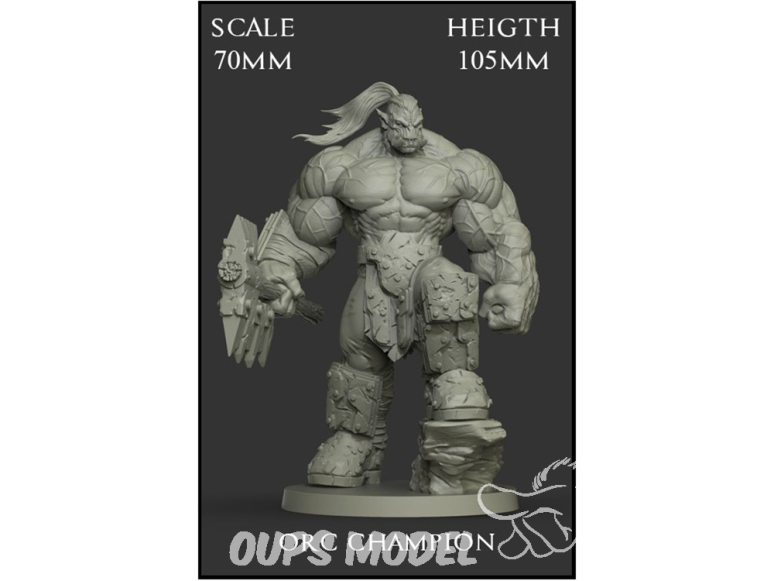 Yedharo Models figurine résine 1078 Champion orc V1 Echelle 70mm