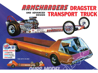 MPC maquette voiture 970 RAMCHARGERS DRAGSTER AVEC CAMION TRANSPORTEUR 1/25