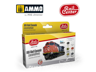 MIG peinture Rail Center R-1006 Set peintures Locomotives VIA Rail Canada 6 x 15ml