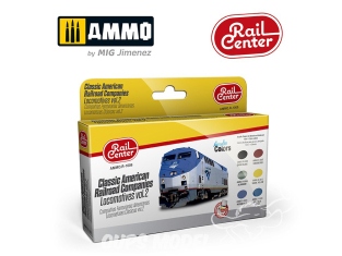 MIG peinture Rail Center R-1008 Set peintures Locomotives Classic American Railroad Companies Vol.2 6 x 15ml