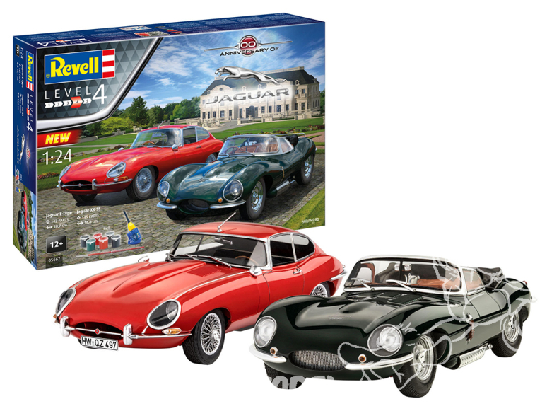 Revell maquette voiture 05667 Coffret cadeau 100 ans de Jaguar inclus colle pinceau peintures principales 1/24