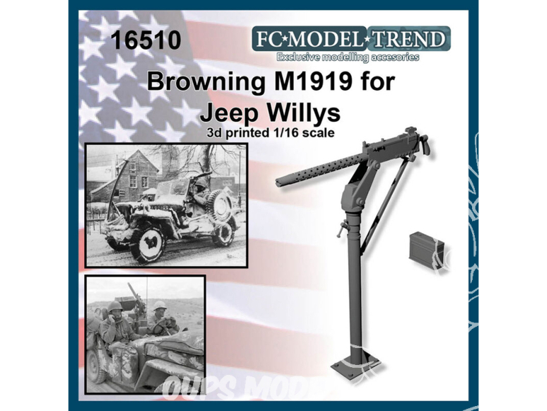 FC MODEL TREND accessoire résine 16510 Browning M1919 pour Jeep 1/16