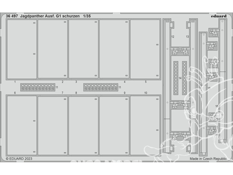 Eduard photodecoupe militaire 36497 Jupes (Schurzen) Jagdpanther Ausf.G1 Academy 1/35