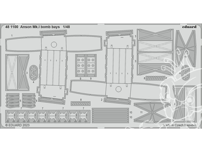 EDUARD photodecoupe avion 481100 Baies de bombes Anson Mk.I Airfix 1/48