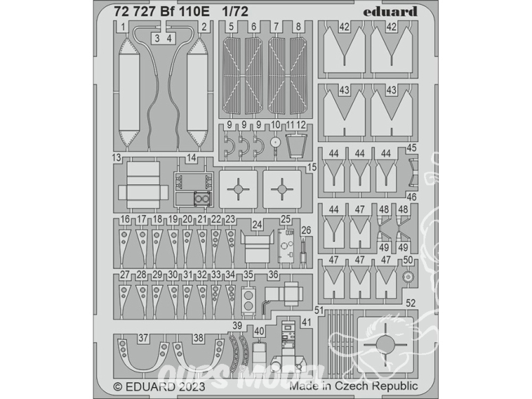 Eduard photodecoupe avion 72727 Amélioration Messerschmitt Bf 110E Eduard 1/72