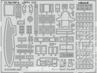 Eduard photodecoupe avion 73793 Amélioration F6F-5 Eduard 1/72