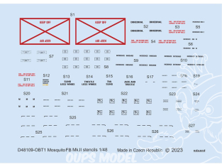 Eduard Decalques avion D48109 Marquages / Stencils Mosquito FB Mk.II Tamiya 1/48