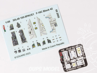 Eduard Space décalques 3D 3DL48105 F-16C Block 42 jusqu'à 2005 Kinetic 1/48