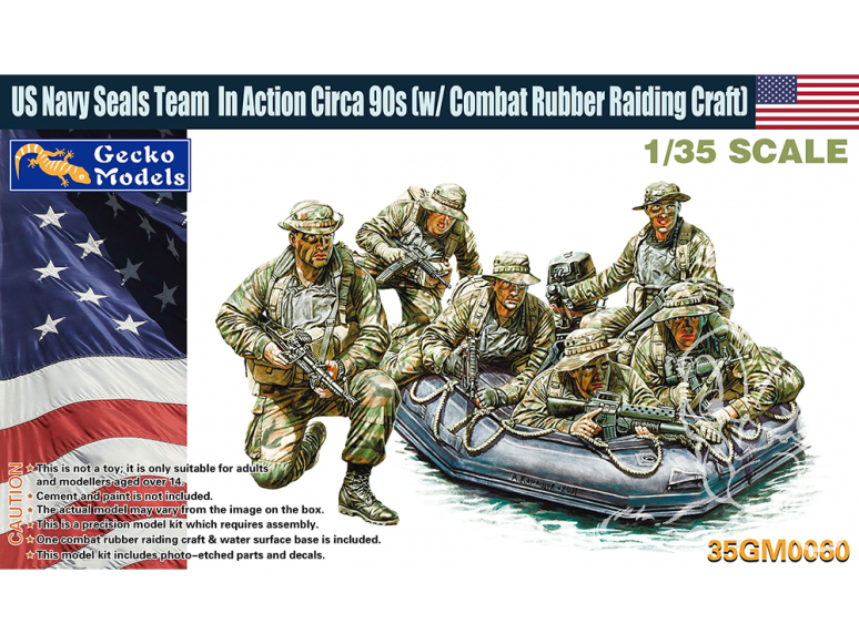 Gecko Models maquettes militaire 35GM0060 US Navy Seals en action vers 1990 avec bateau de combats pneumatiques) 1/35