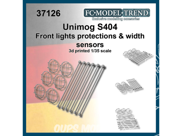 FC MODEL TREND accessoire résine 37126 Protections feux et capteur de largeur Unimog S404 1/35