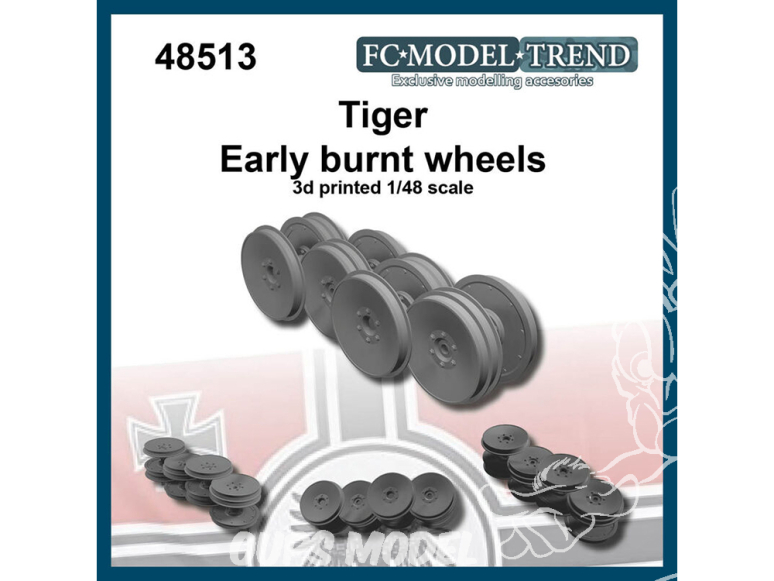 FC MODEL TREND accessoire résine 48513 Roues brulées Tigre Early 1/48