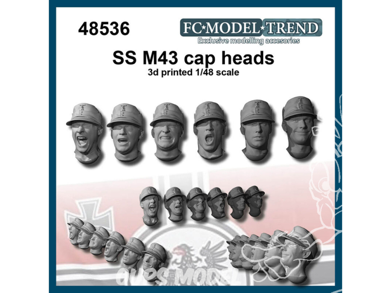 FC MODEL TREND accessoire résine 48536 Têtes SS avec casquettes M43 WWII 1/48