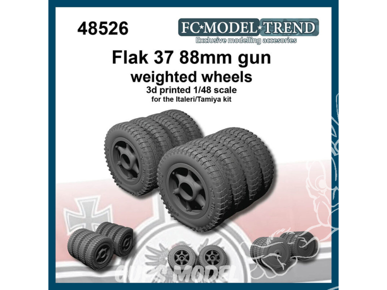 FC MODEL TREND accessoire résine 48526 Roues lestées Canon Flak 37 88mm 1/48