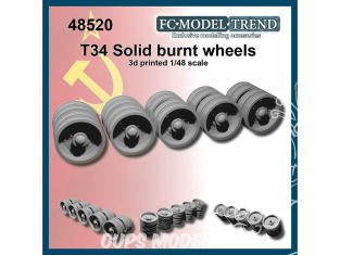FC MODEL TREND accessoire résine 48520 Roues pleines brulées T-34 1/48
