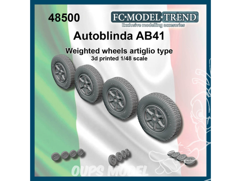 FC MODEL TREND accessoire résine 48500 Roues lestées Autoblinda AB41 "Artiglio" 1/48