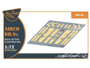 Clear Prop kit d'amelioration avion CPD72007 Decalques Airco DH.9a 1/72