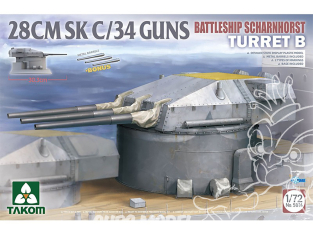 Takom maquette bateau 5016 Tourelle B Scharnhorst 28cm SK C/34 Guns 1/72