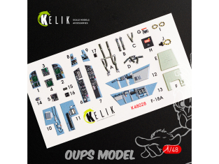 Kelik Decals 3D K48028 Décalcomanies 3D intérieures F/A-18A "Hornet" pour kit Kinetic 1/48