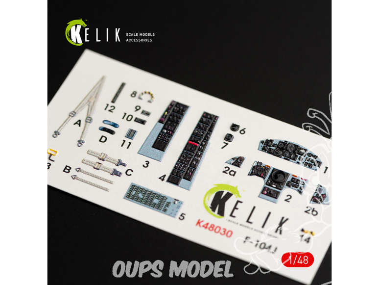 Kelik Decals 3D K48030 F-104J "Starfighter" interior 3D decals for Kinetic kit 1/48