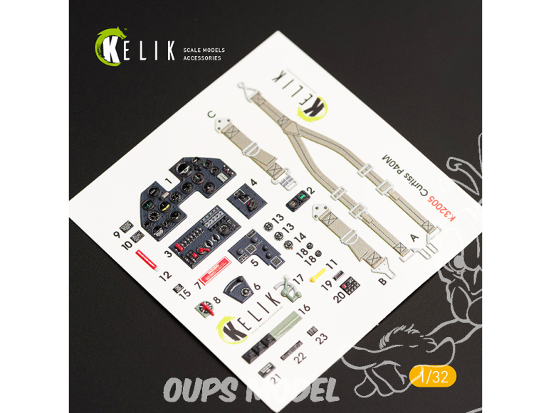 Kelik Decals 3D K32005 Décalques 3D intérieurs P-40M pour kit Trumpeter 1/32