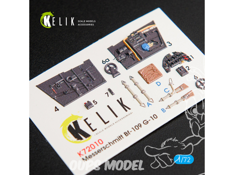 Kelik Decals 3D K72010 BF109-10G décalcomanies intérieures 3D pour kit Fine Molds 1/72
