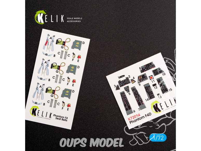 Kelik Decals 3D K72014 Décalcomanies 3D intérieures F-4D "Phantom II" pour kit FineMolds 1/72