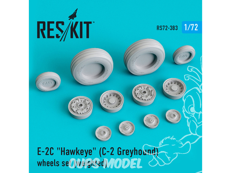 ResKit kit d'amelioration avion RS72-0383 Jeu de roues lesté pour E-2C "Hawkeye" (C-2 Greyhound) 1/72