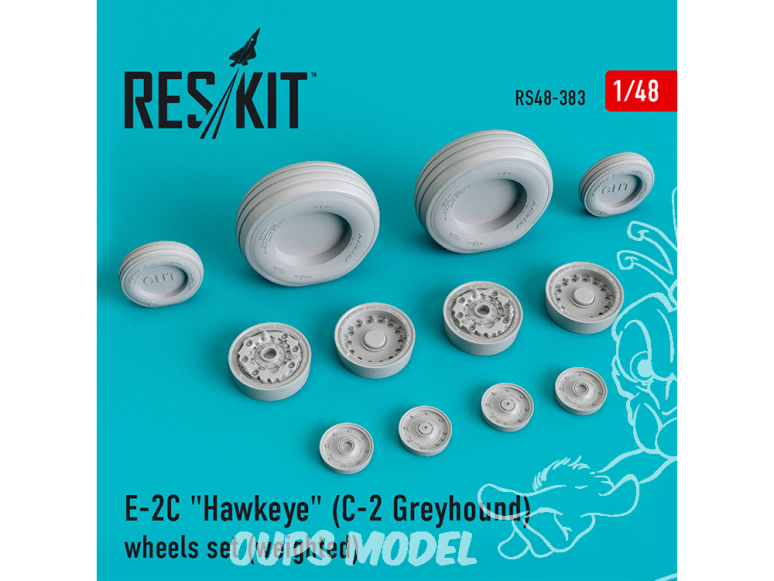 ResKit kit d'amelioration avion RS48-0383 Jeu de roues lestées E-2C "Hawkeye" (C-2 Greyhound) 1/48