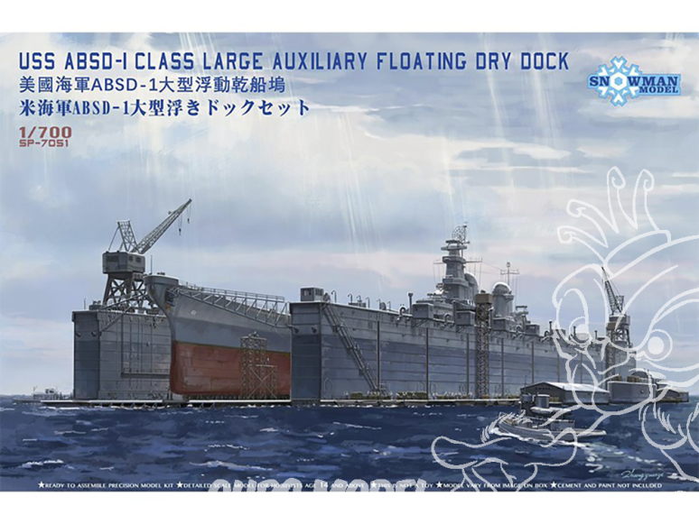 Snowman model maquette bateau SP-7051 USS ABSD-1 Grande cale sèche flottante auxiliaire 1/700