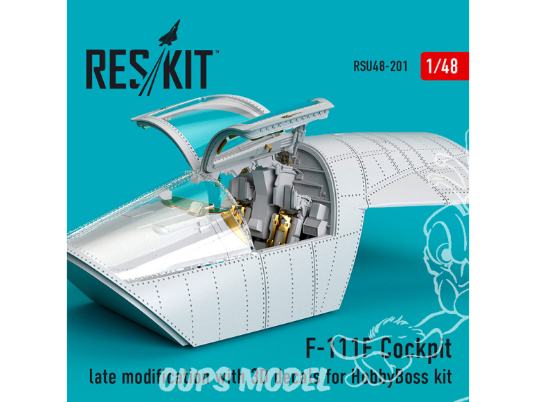ResKit kit d'amelioration Avion RSU48-0201 Modification tardive du cockpit du F-111F avec décalcomanies 3D kit HobbyBoss 1/48