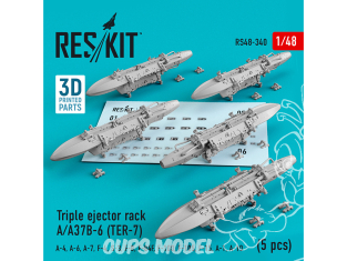 ResKit kit armement Avion RS48-0340 Râtelier triple éjecteur A/A37B-6 (TER-7) 5 pièces 1/48