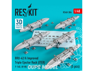 ResKit kit armement Avion RS48-0384 BRU-42/A Rack triple éjecteur amélioré (ITER) 5 pièces 1/48