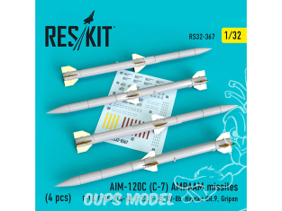 ResKit kit RS32-0367 AIM-120C (C-7) AMRAAM missiles 4 pièces 1/32